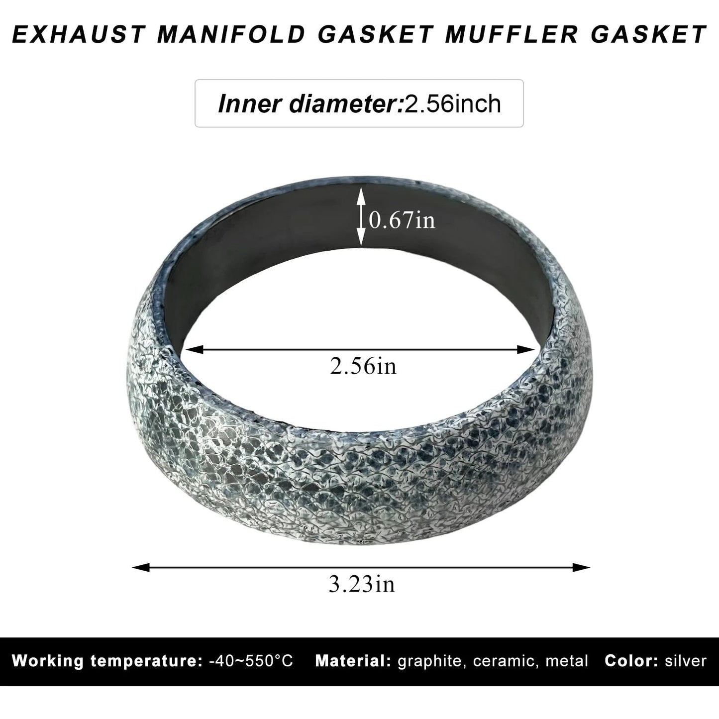 65mm Graphite Exhaust Gasket Donut Ring Universal Leakproof Flange Gasket For Manifold Downpipe Muffler Fits SUV Truck RV