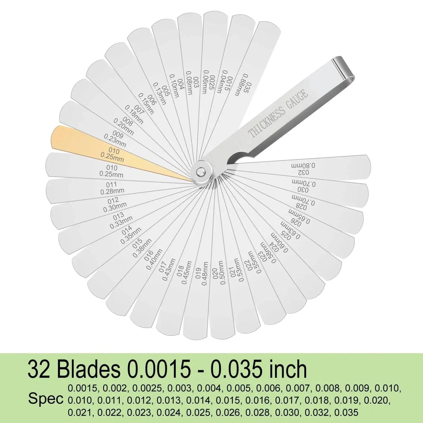 Stainless Steel Feeler Gauge Set With 32 Blades For Precise Valve And Spark Plug Gap Adjustment, Dual Metric And Imperial Readings