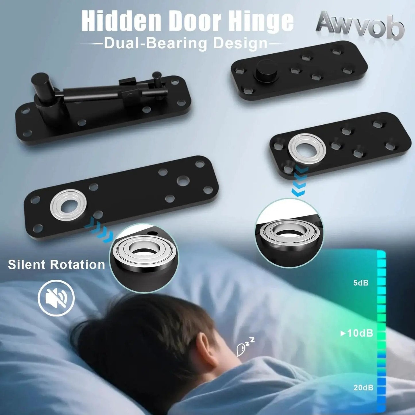 Hidden Door Hinge With Dual Bearing Design For Secret Doors Murphy Door Bookcase Installations Rotating Silent Hinge Kit Heavy Duty Pivot Hinge Supports Up To 580 Pounds Ideal For DIY Carpenters And Secret Room Bookshelf Projects.