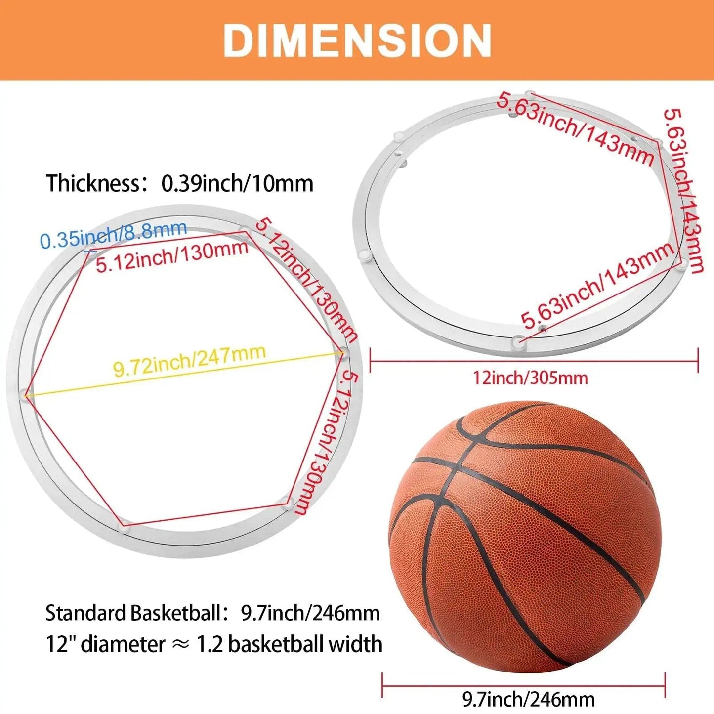 Dimensions of Heavy Duty 12 Inch Lazy Susan Bearing Kit With Metal Turntable Ring 300mm For Cabinets And Pantry Storage Space Saving