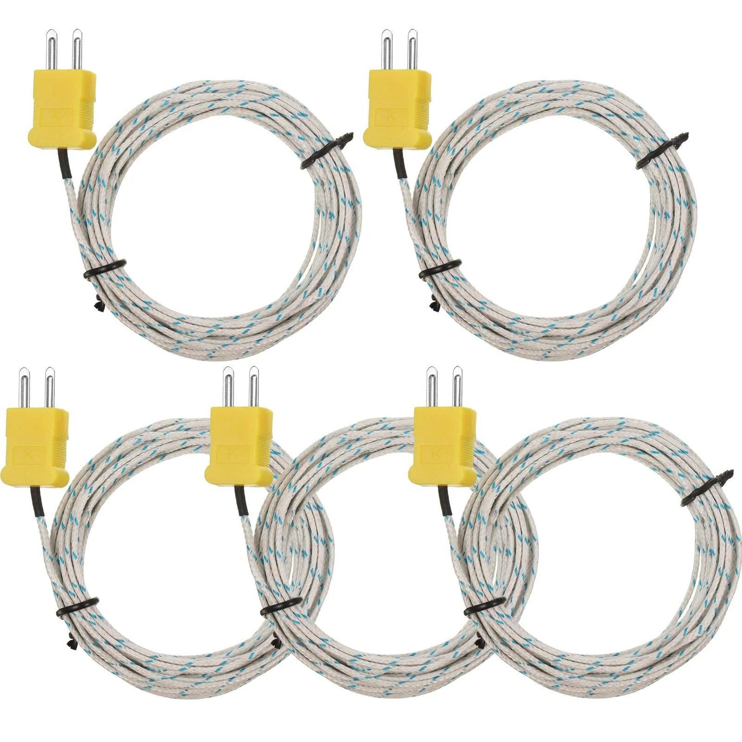 5 Pack 3 Meter K Type Thermocouple Temperature Probe Sensors With Mini Connector Long Flexible K Type Wire For Precise Temperature Readings Range -50 To 400 Celsius Compatible With TM902C TES1310
