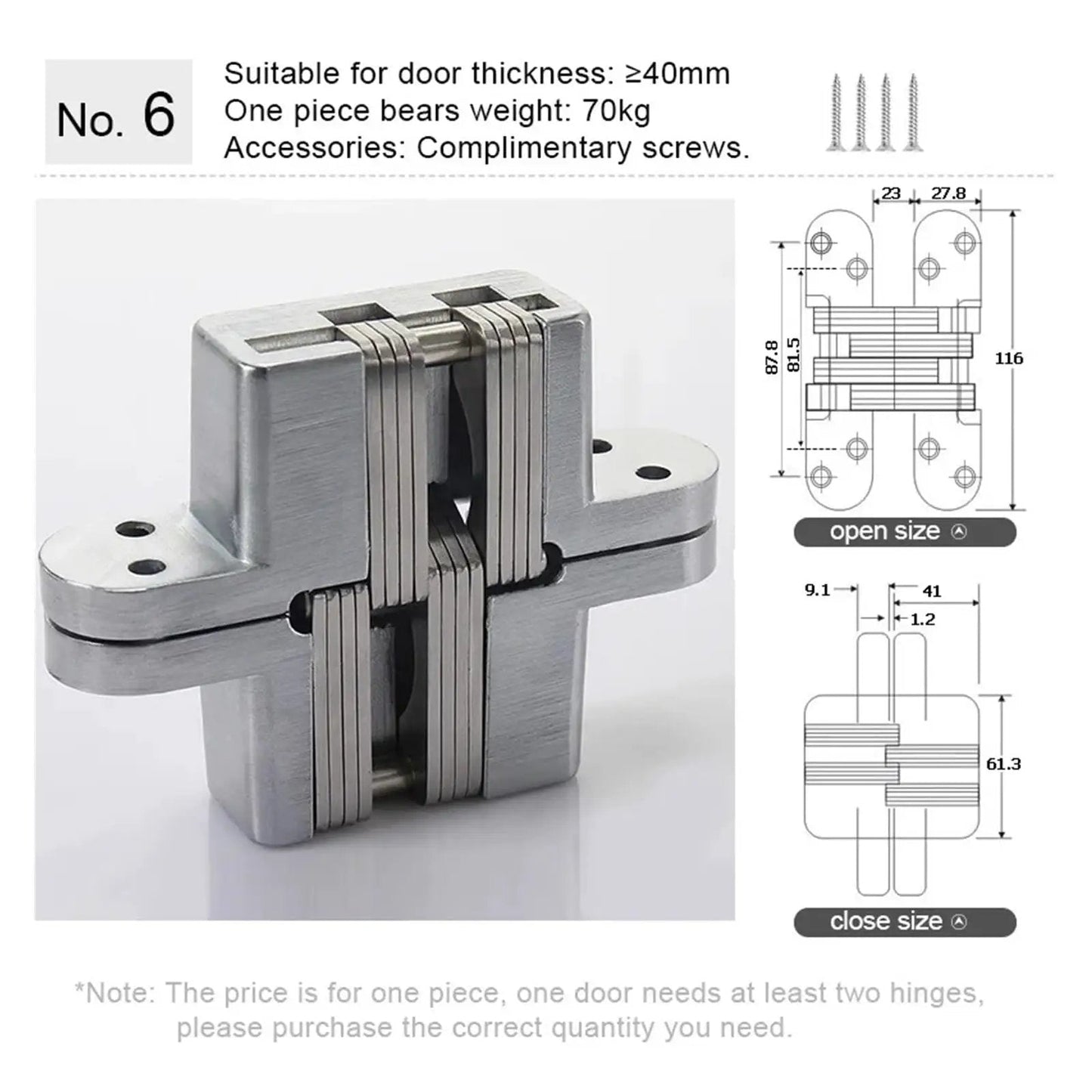 Stainless Steel Built Tough Heavy Duty Commercial Door Hinge Set With 180 Degree Concealed Hinge And Quiet Built In Sliding Bearings