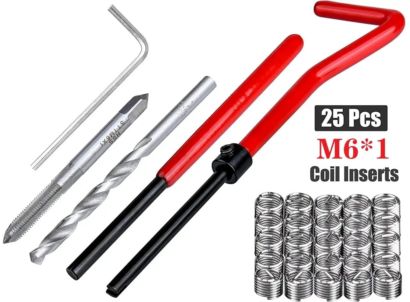 Heavy Duty 30 Piece M6 X 1.0mm Thread Repair Insert Kit In Stainless Steel With Lug Breaker Tool Installation Tool M6 Tap 5.2mm Drill Bit