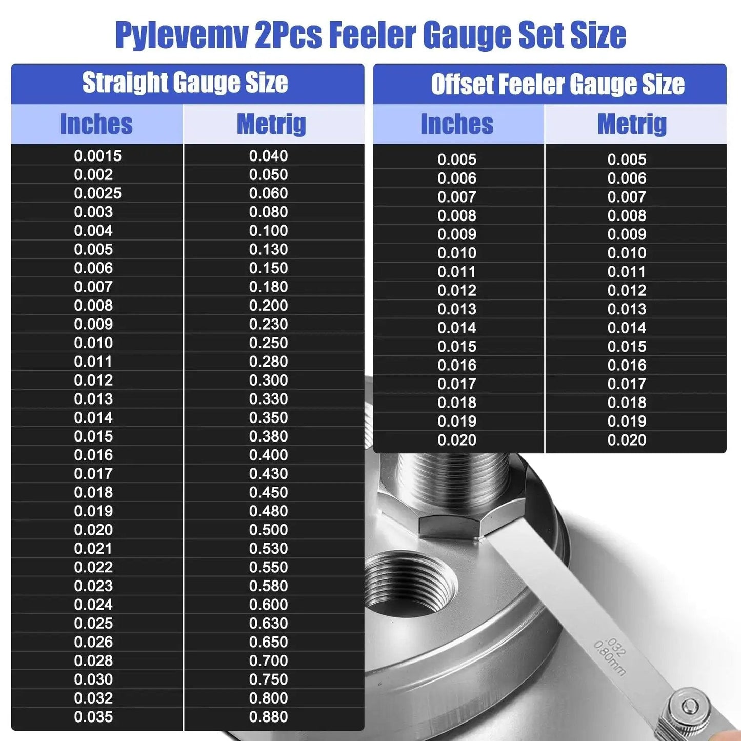 High Precision Pro Grade Feeler Gauge Set With 32 Straight Blades And 16 Offset Fillers Stainless Steel Dual Marked SAE And Metric