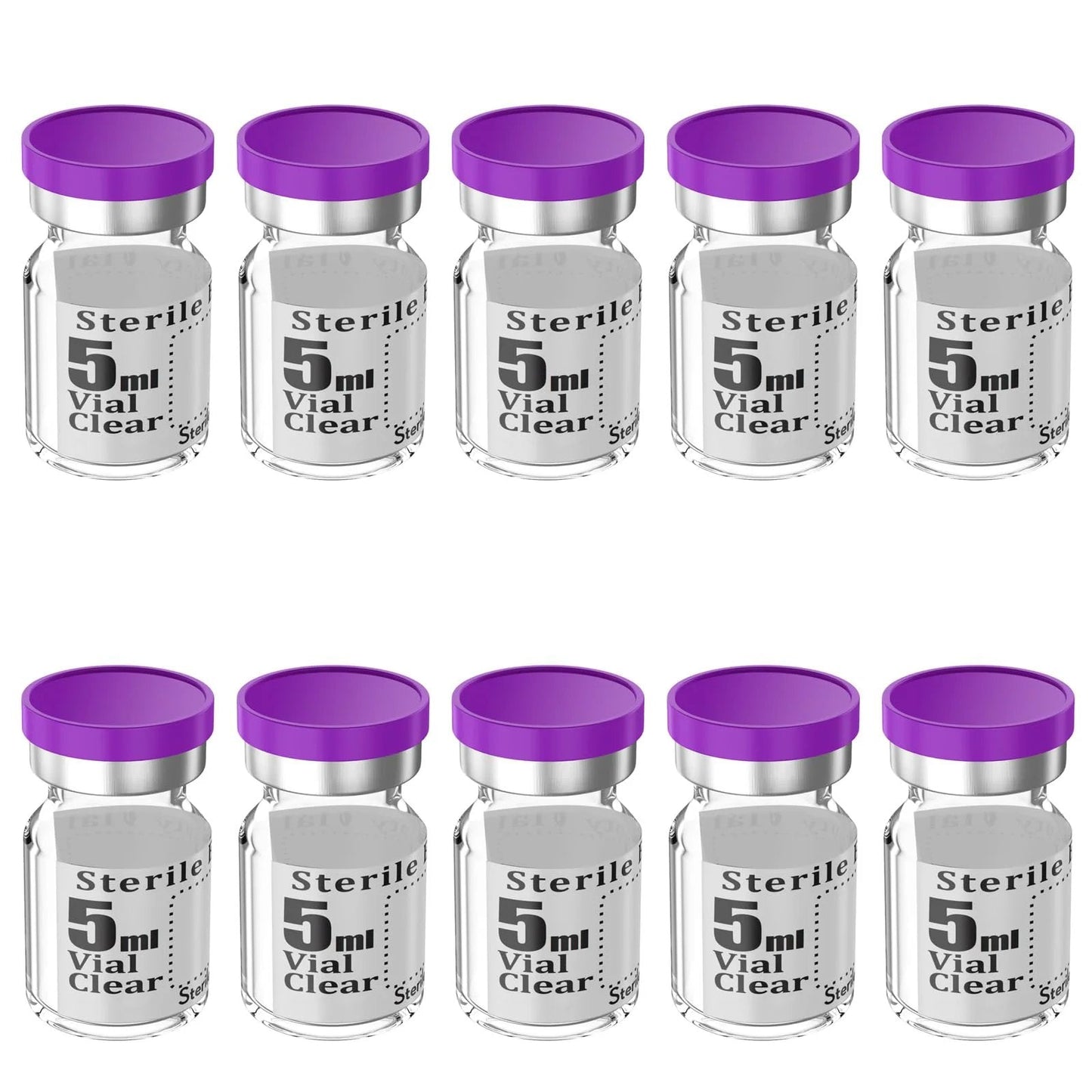 10 Pack Of 5ml Sterile Empty Vials With Plastic Aluminum Caps 20mm Crimp Top Borosilicate Glass Transparent Lab Sample Vials For Storage Penicillin Bottles Self Healing Injection Port Flat Bottom For Even Heating