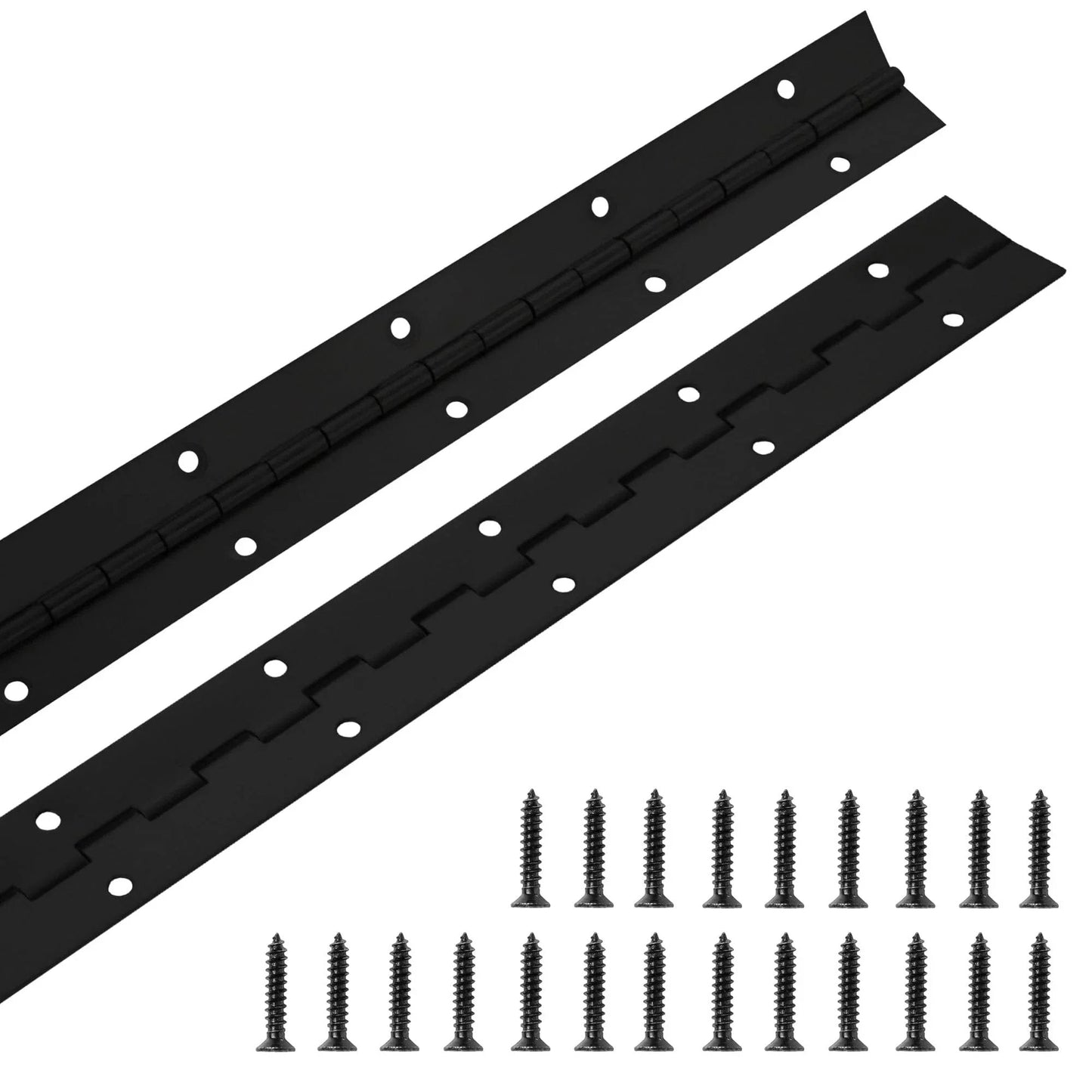 2 Pack 24 Inch Piano Hinge Stainless Steel Black Heavy Duty 304 Continuous Hinge For Cabinets And Doors In Boats Marine Applications With Zero Point Zero Four Inch Leaf Thickness And One Point Two Inch Open Width Includes Screws