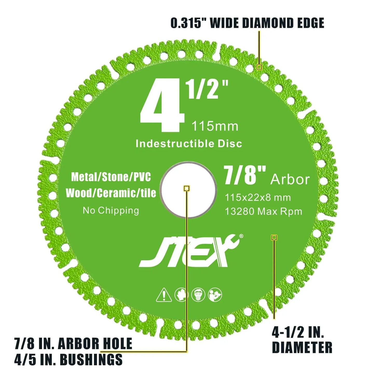 Indestructible Four And A Half Inch Beast Diamond Cutting Disc For Angle Grinder Seven Eighths Inch Arbor Multi Material Diamond Blade