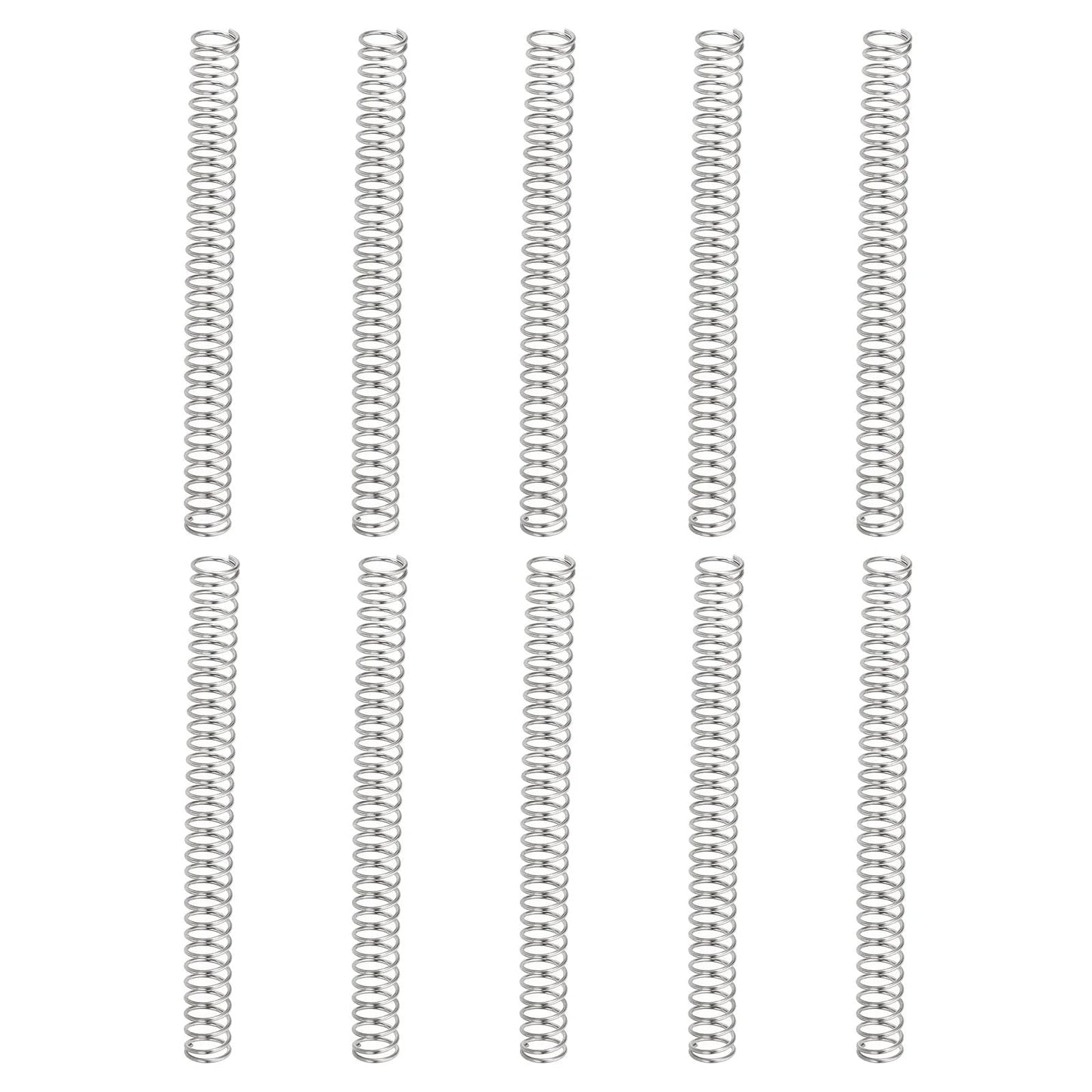 10 Pack 0.4mm Wire Diameter, 4mm Outer Diameter, 50mm Length Stainless Steel Compression Springs For Ballpoint Pens And Home Repairs, 304 Stainless Steel Rustproof Pen Pressure Springs, Silver