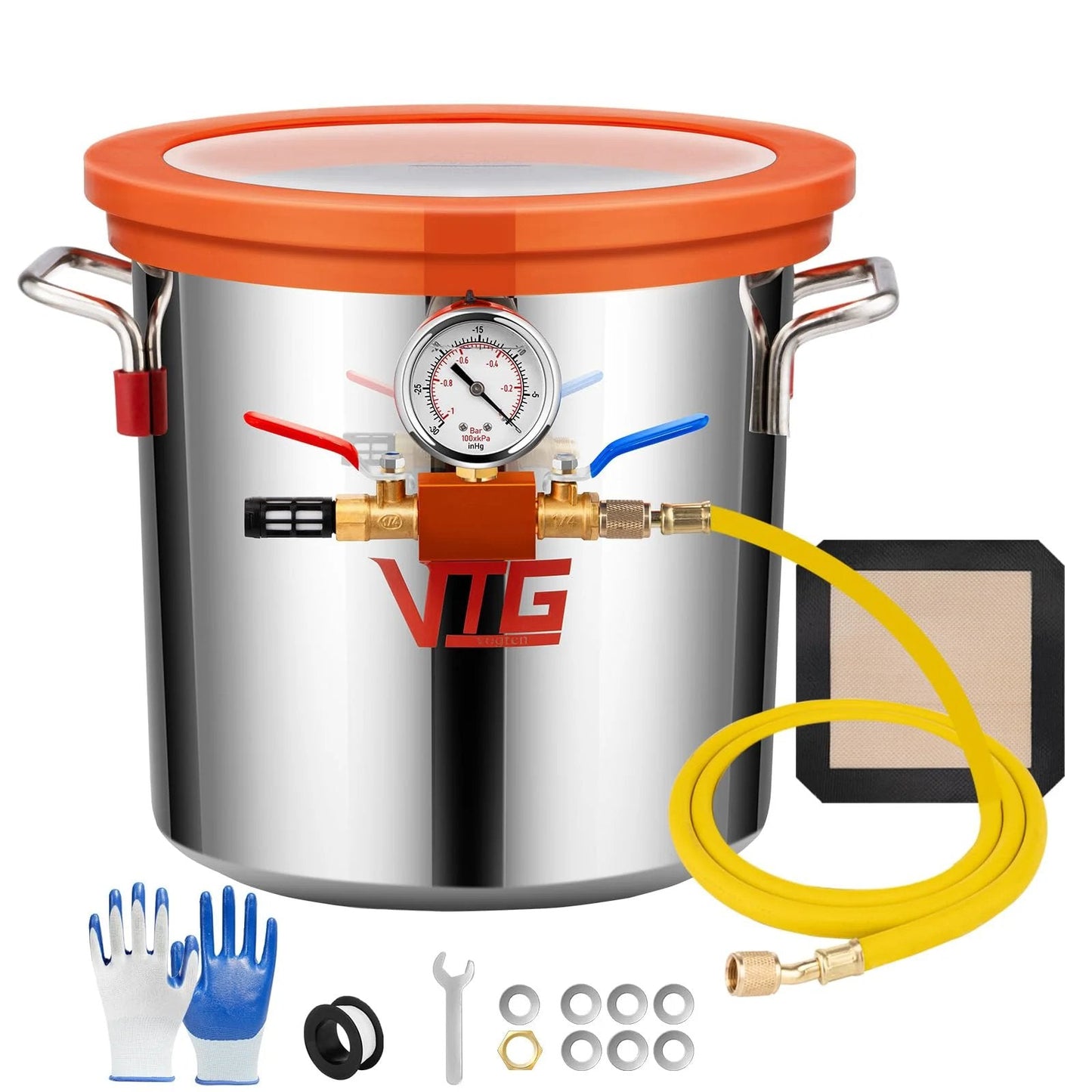 3 Gallon Vacuum Chamber With Tempered Glass Lid For Bubble Free Wood Stabilizing And Resin Degassing 304 Stainless Steel Degassing Chamber For Pro Grade Silicone Epoxies And Crafts VOGTEN