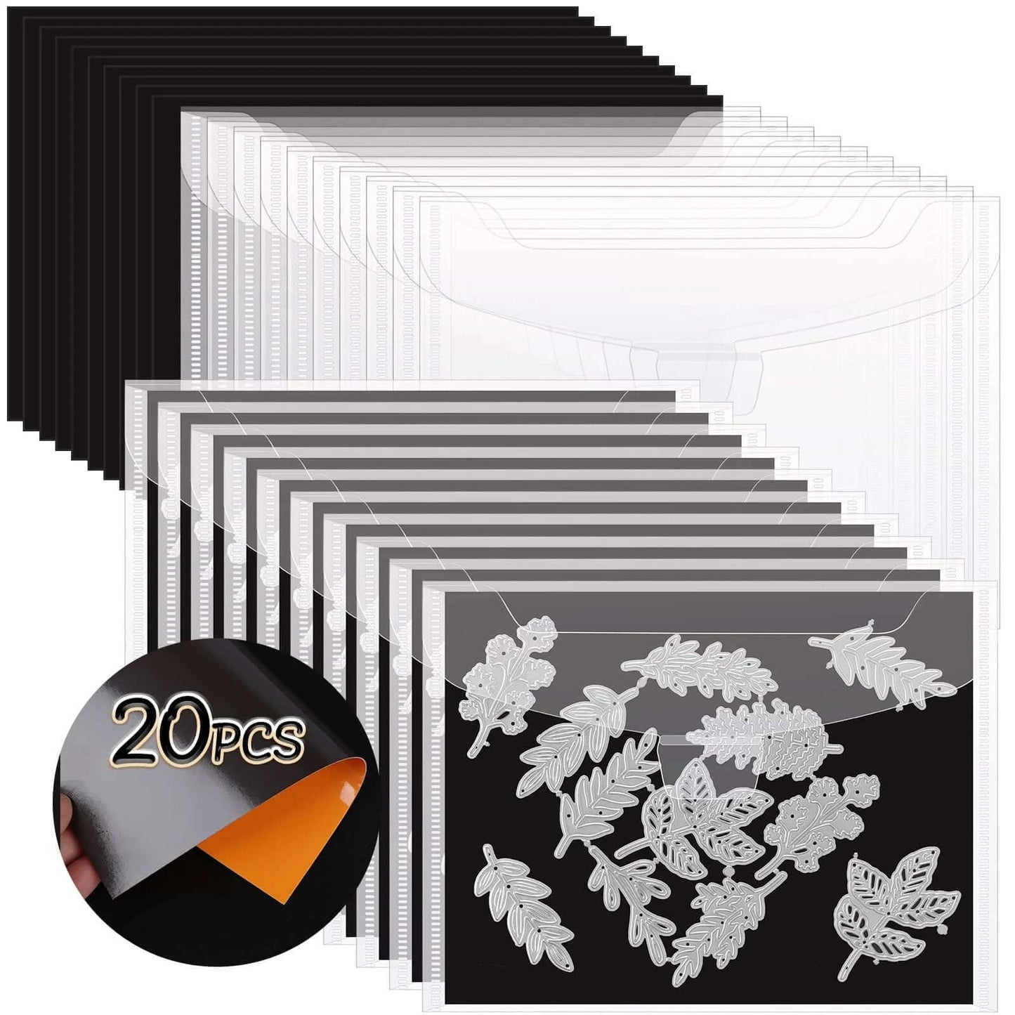 20 Piece Stamp And Die Storage Set With 10 Magnetic Sheets And 10 Storage Bags For Die Cutting And Scrapbooking, Keeps Your Dies Neat And Ready, Ideal For A Tidy Craft Room Or Studio
