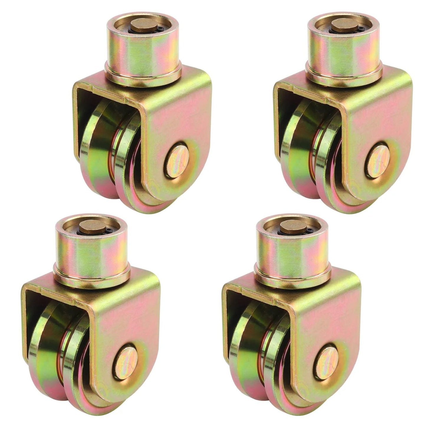 4 Pack 2.5 Inch Sliding Gate Wheels With 360 Degree Rotational Stem And V Groove Caster For Foldable Gates, Heavy Duty 2640 Lbs Total Capacity (660 Lbs Per Wheel) Ideal For Industrial And Residential Gate Installations