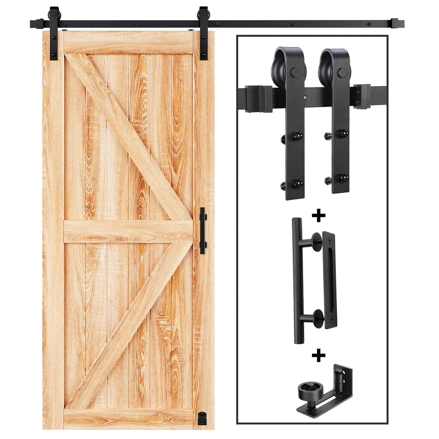 6.6 Ft Sliding Barn Door Track And Handle Hardware Kit With Basic J Pulley Ball Bearing Rollers Powder Coated Steel Smooth Quiet Sliding Easy Install Tested Beyond 100000 Cycles Suitable For 36 To 40 Inch Wide Single Doors