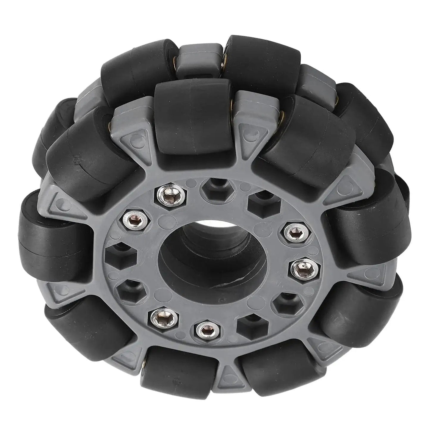 Omni Wheel 100mm Double Plastic Robot Wheel With 360 Degree Movement and Kickass Rubber Rollers Nylon and Brass Bearings 20 Kg Load Capacity