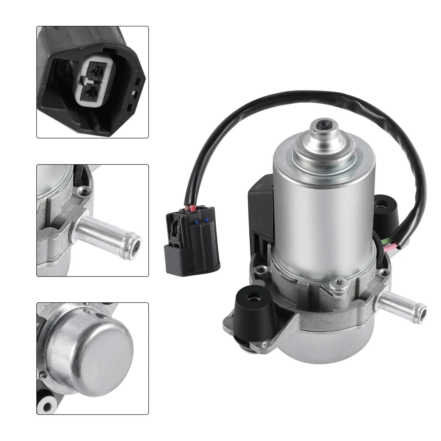 Power Brake Booster Auxiliary Electric Vacuum Pump OEM To Hella For GM Chevy Camaro Caprice HHR Volvo C30 C70 S40 V40 V50 Cadillac CTS STS Buick Models Built To Last Easy Install TS16949 Tested Compatible With Part Numbers 20804130 31317530 009428081 showing various angles and connector details