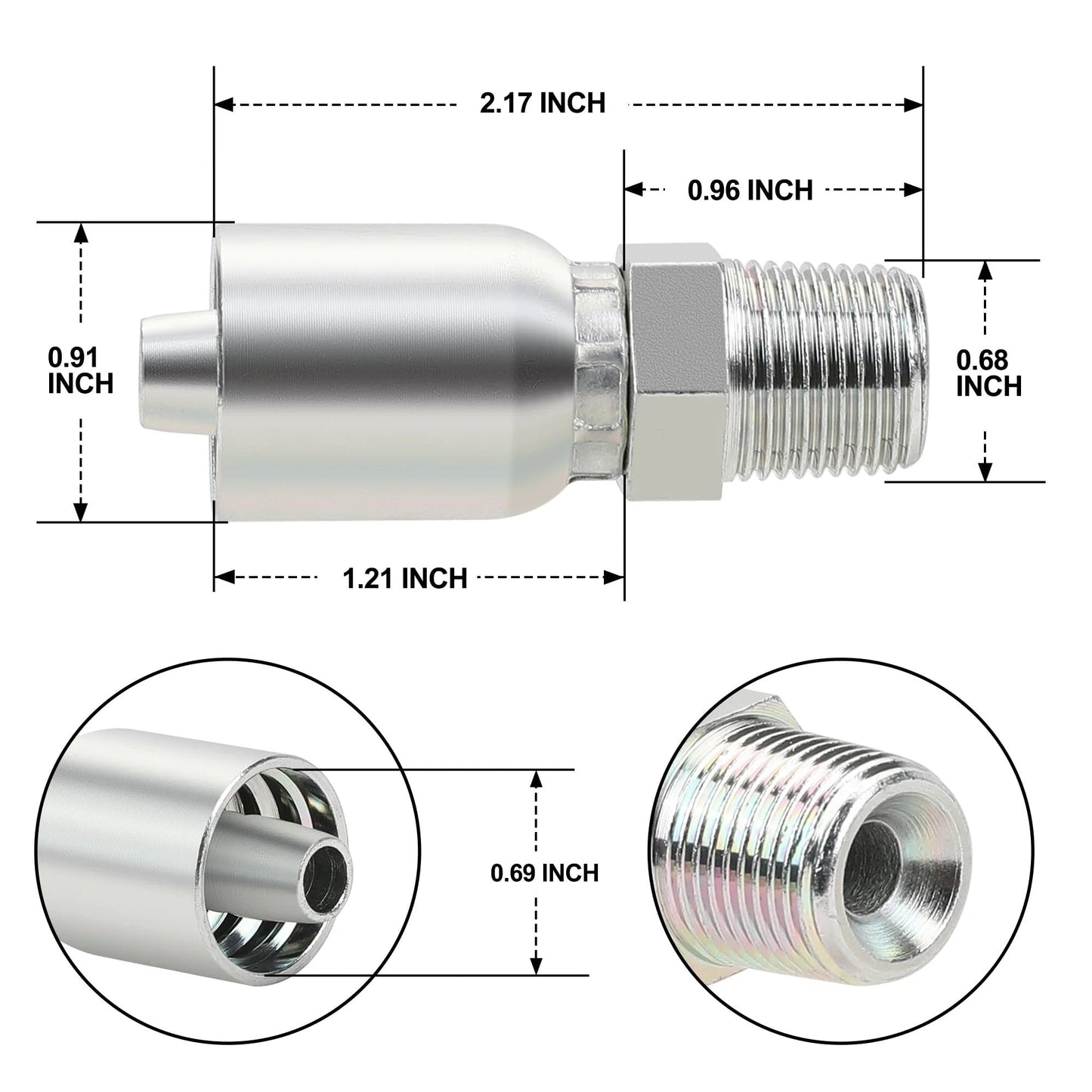 Crimp Fittings For 3/8 Inch Hydraulic Hose NPT Male End Set Of 10 For Single Wire Hydraulic Hose In Fluid Power Systems