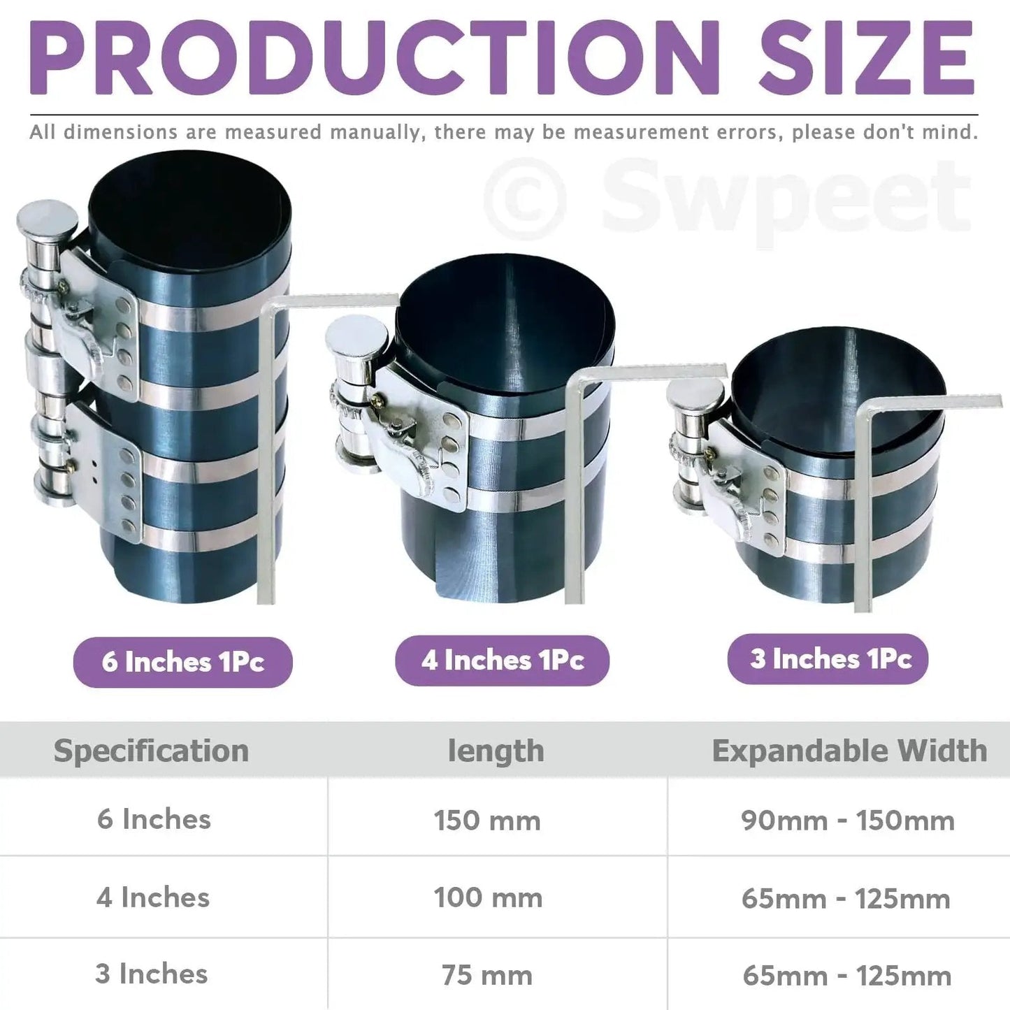 Image showing 8Pcs Piston Ring Compressor Kit With Adjustable Installation Pliers And Wrench Pro Grade Includes 3 Inch 4 Inch And 6 Inch Compressors.