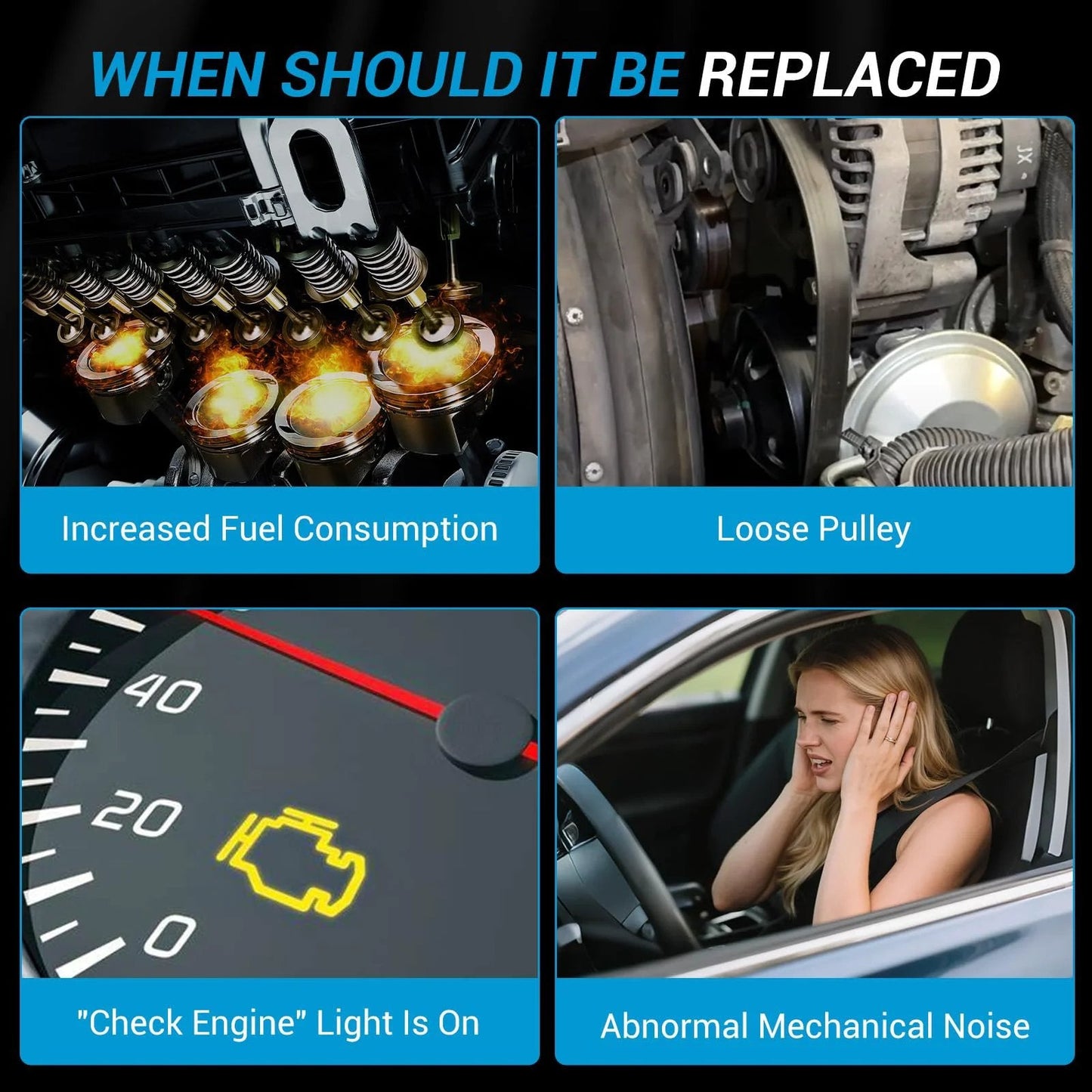 Signs of brake vacuum pump failure: increased fuel consumption, loose pulley, check engine light, abnormal noise.