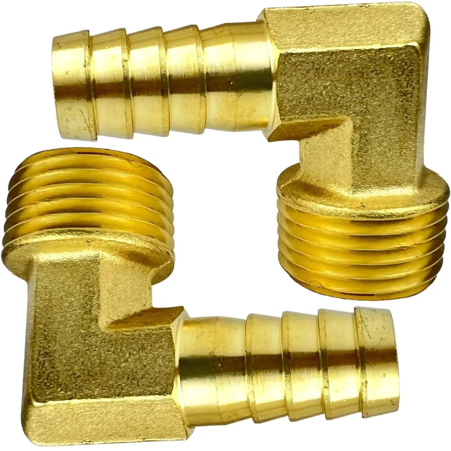 Durable Brass Hose Barbed Elbow Fitting 90 Degree 1/2 Inch Barb to 1/2 Inch NPT Male, 2 Pack