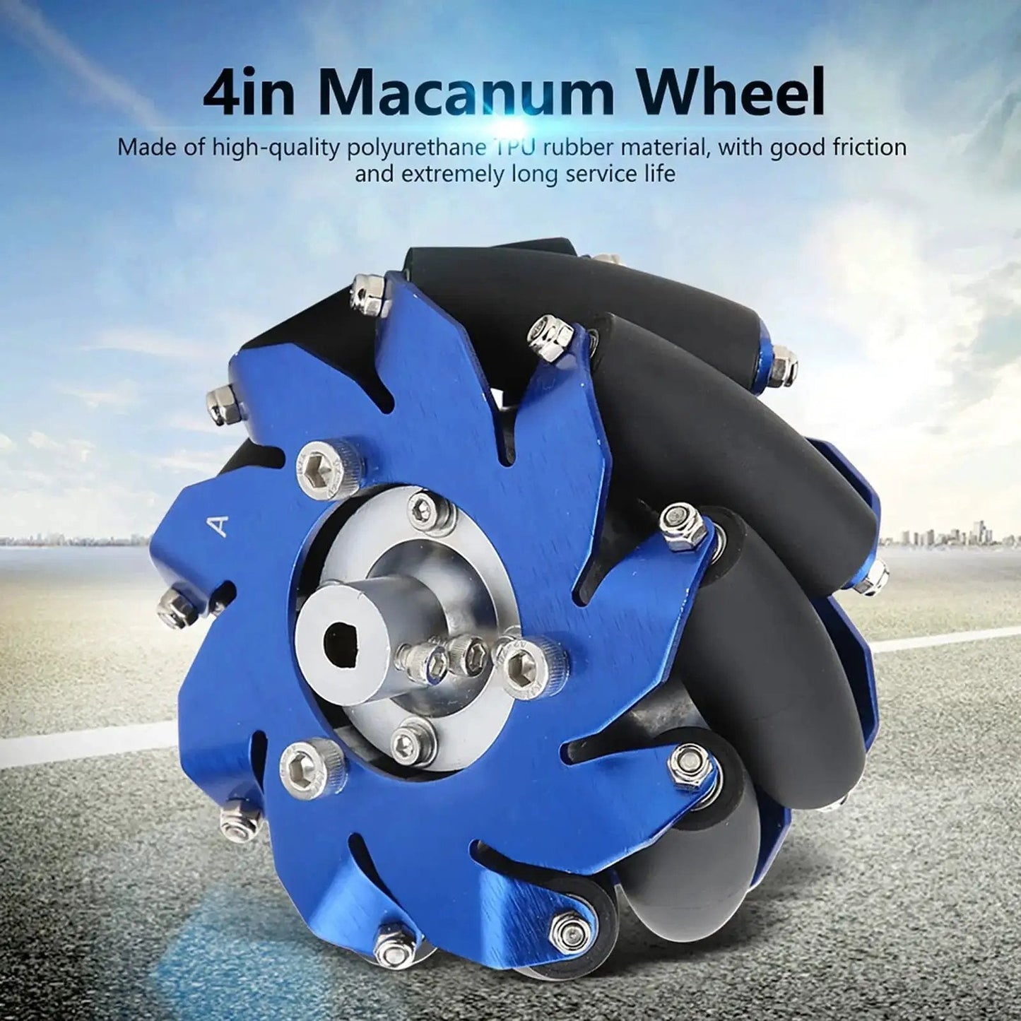 Right Mecanum Wheel With 4 Inch Aluminum TPU Rubber Roller For Industrial Robotics Applications And Heavy Duty Tasks