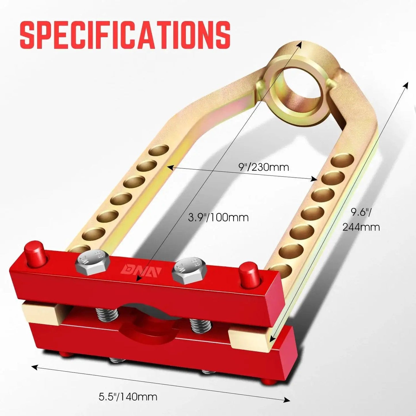 Universal CV Joint Puller Removal Tool With 9 Fully Adjustable Holes featuring detailed measurements and durable construction.