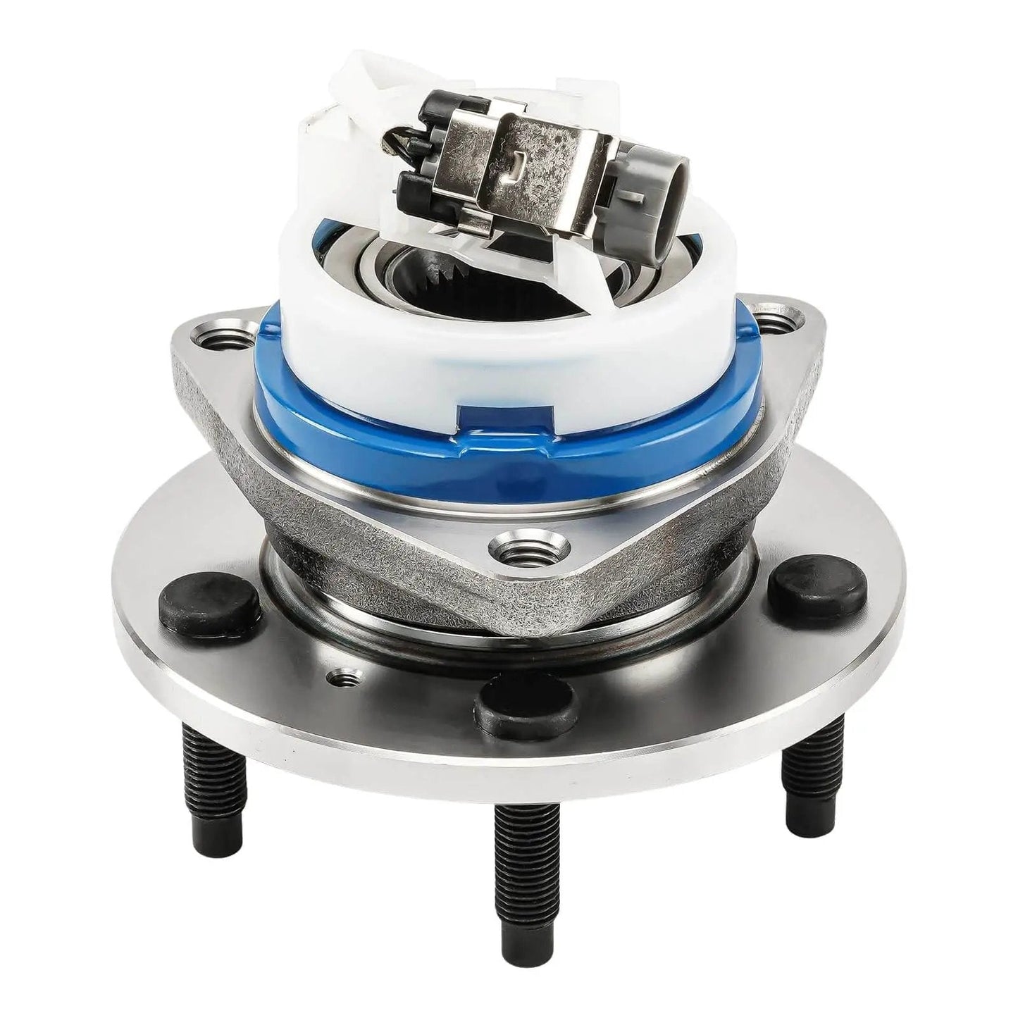Front Wheel Hub Bearing Assembly compatible with Chevy Impala 2000-2013, Buick LeSabre 2000-2005, 5 lug with ABS, close-up view.