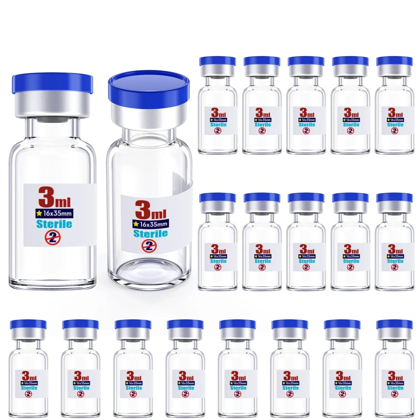 20 Pack Sterile 3 Ml Borosilicate Glass Vials With Self Healing Injection Port And Flip Off Cap For Safe Sample Vials Storage Nonpyrogenic Individually Packaged And Pre Sterilized By Ks Tek