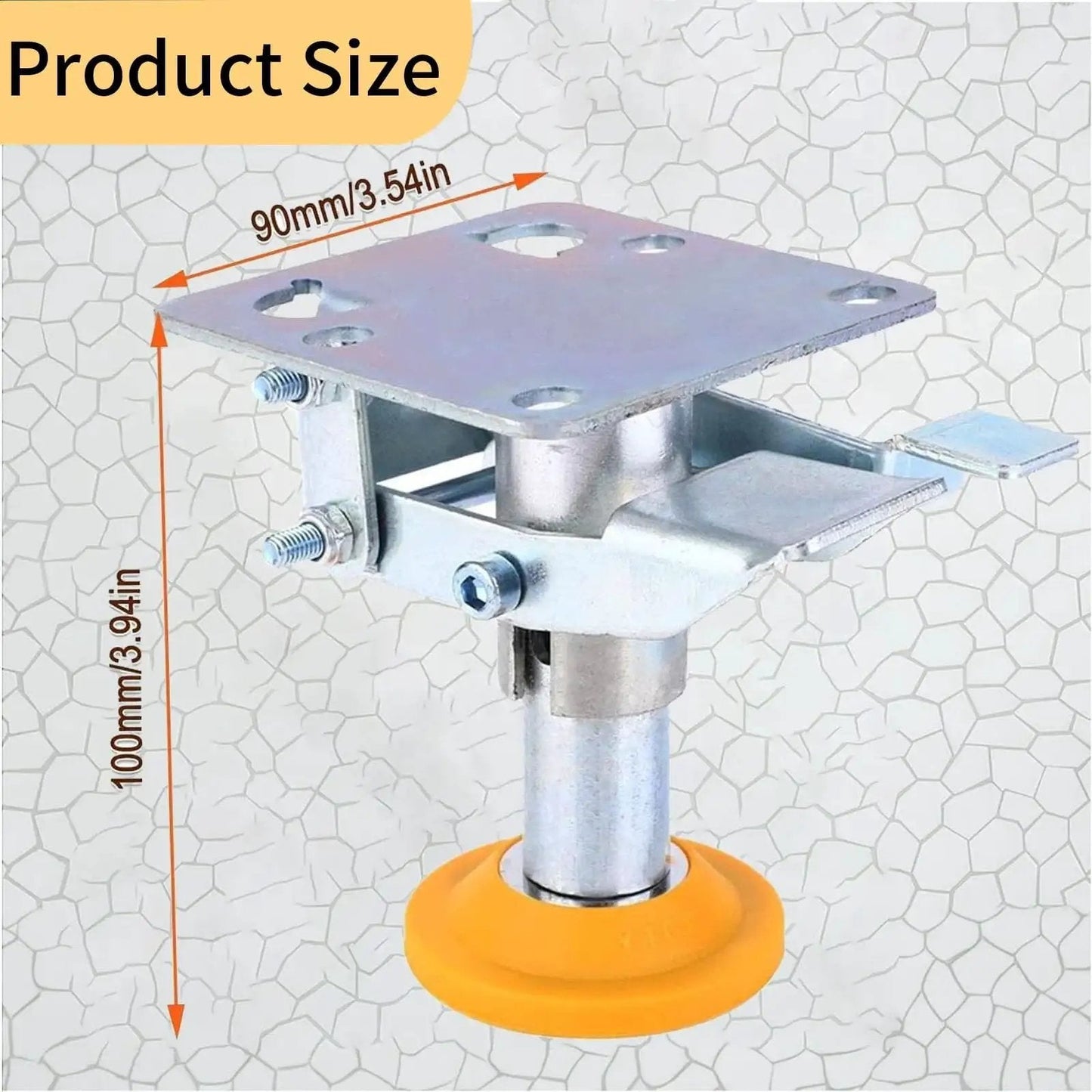 Heavy Duty Floor Lock For Carts With Adjustable Height Trolley Brake Manganese Steel, 90x100mm, TPU Pad for 3 Inch Casters