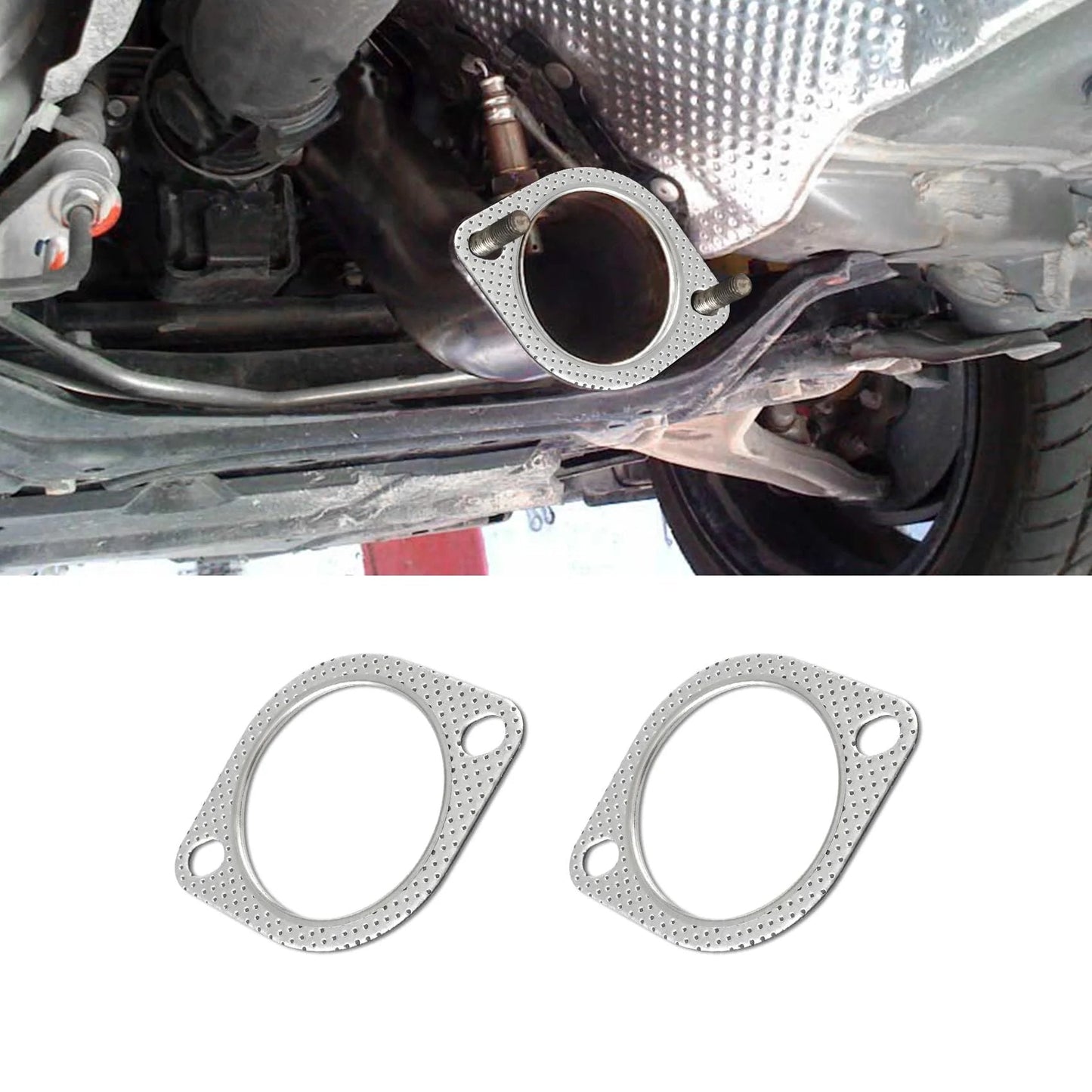 2 Pack Car Exhaust Gasket Set Universal Fit Engine And Exhaust Manifold Gaskets Reinforced Heavy Duty High Temperature Metal And Graphite Seal For Most Vehicles Today