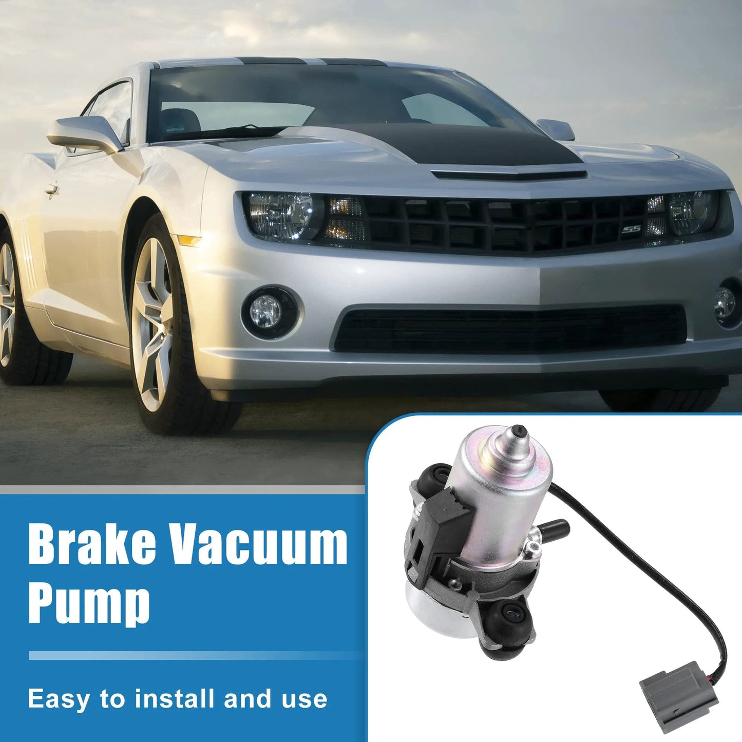 Brake Vacuum Pump Replacement For Chevrolet Cruze Impala Malibu Cadillac CTS XTS Buick Volvo C30 S40 C70 XC90 OE 20804130 20939309 Easy Install Direct Swap For Brake Booster Performance, shown with silver sports car