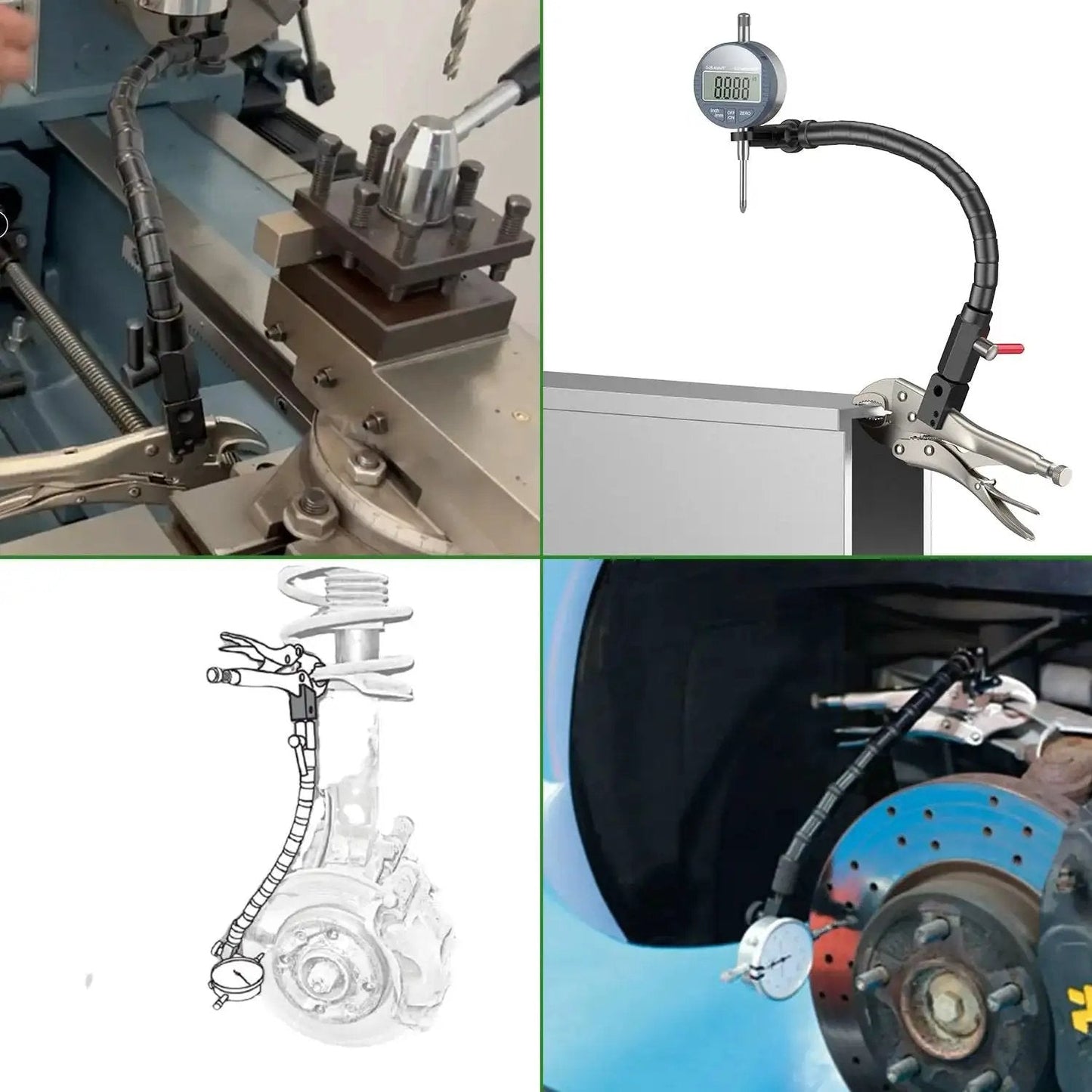 Pro Grade Digital Disc And Rotor Gauge From HDLNKAK For Brake Flatness 1 Inch Range With 0.0005 Inch Indicator in use