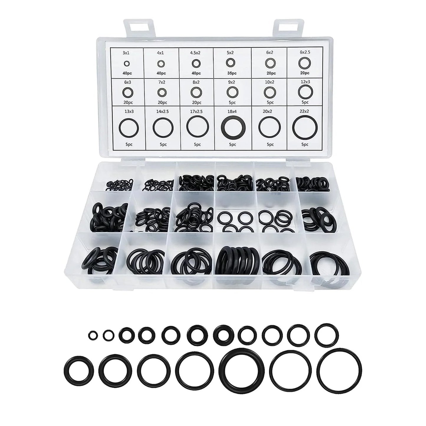 300 Piece O Ring Kit With 18 Sizes For High Pressure And High Temperature Nitrile Seals Pro Grade Automotive Air Conditioning And Plumbing Gasket Repair Kit For Leak Prevention