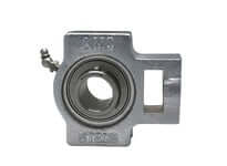 1-1/4 in take-up bearing, single; nickel-plated cast iron housing with stainless set screw, relubricatable contact seal, wide slot tensioning, ball-type insert