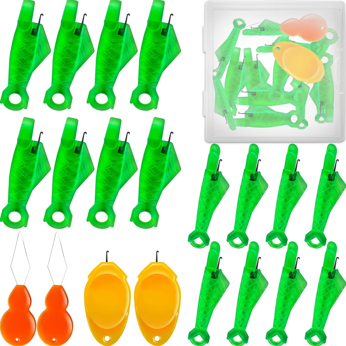 20 Piece Fish Mouth Needle Threader Set For Side Threading Sewing Machines And Hand Sewing Includes 16 Machine Needle Threaders And 4 Hand Threaders By VONEEDL