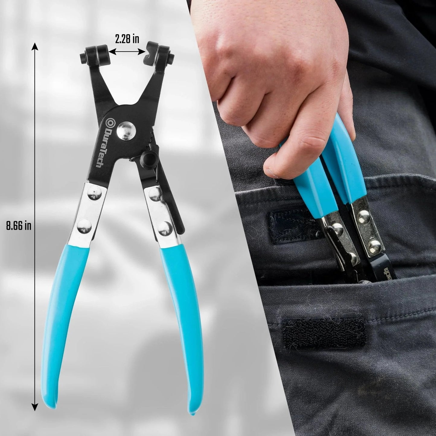 Hose Clamp Pliers With Swivel Flat Band For Automotive Repair Multi Angle Flexible Jaws With Rotating Tip 2.28 inch size