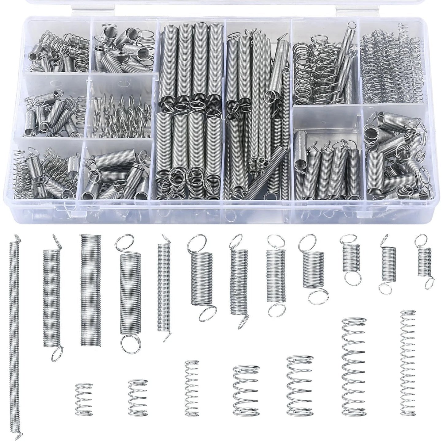 210 Piece Spring Kit For Home Repairs With Compression And Extension Springs Zinc Plated Steel Wire Springs Durable Repair Set In 20 Sizes For Quick Fixes And Everyday DIY Projects