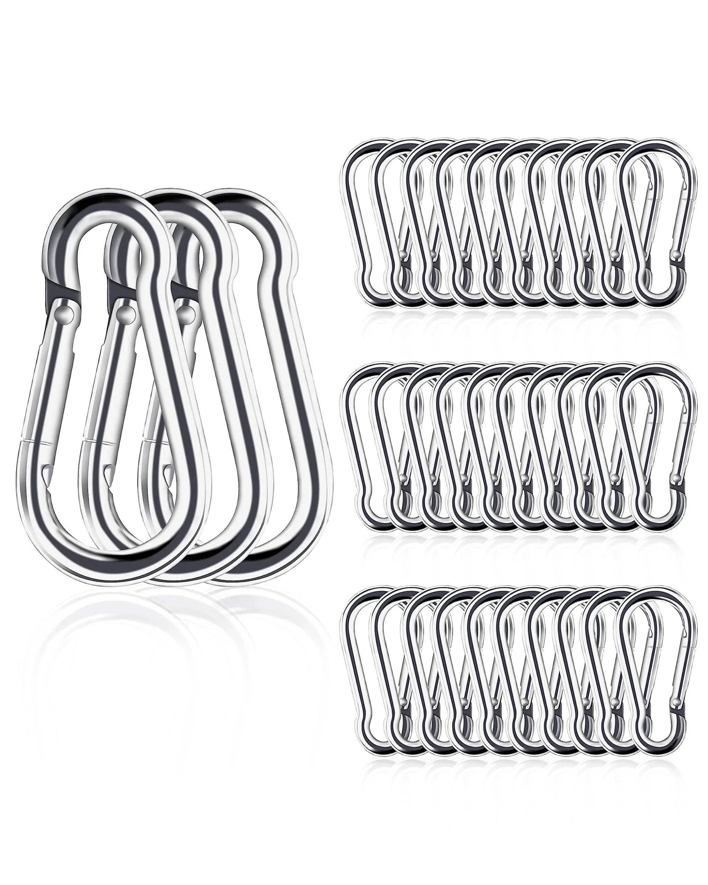 30 Pcs 1.57 Inch Mini Carabiner Clips M4 Stainless Steel Heavy Duty Locking Snap Hooks For Climbing Hiking Camping And Fishing 120 Pound Load Capacity Rust Resistant And Durable For Tools And Gear