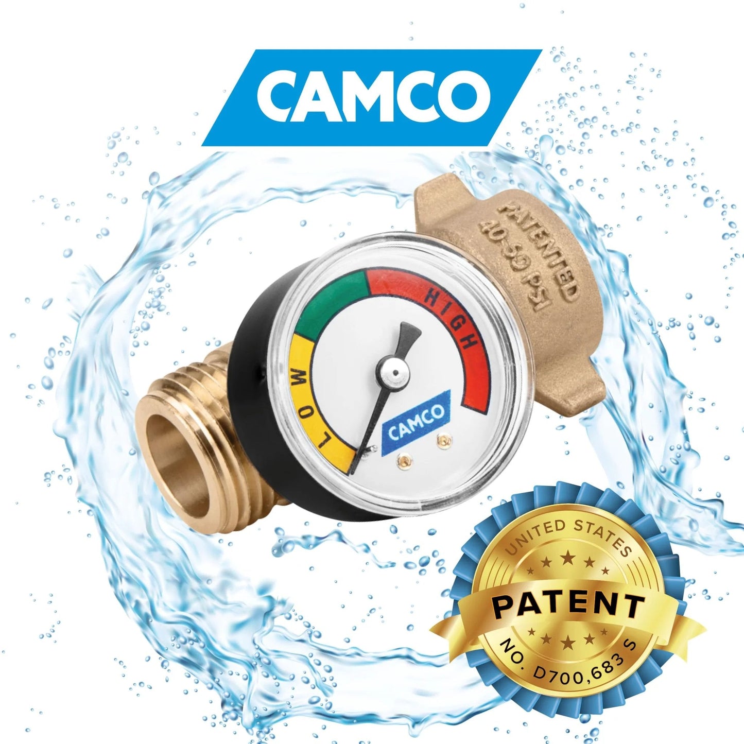 Brass Water Pressure Regulator With Gauge For RVs And Campers Easy Read Gauge Protects Hoses And Plumbing From High City Water Pressure Prevents Burst Pipes On The Road Camco