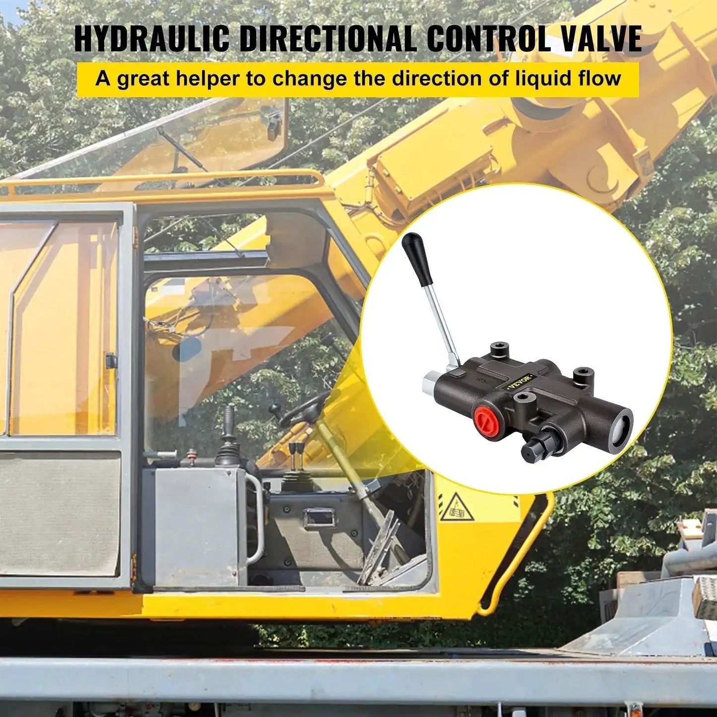 Versatile Hydraulic Directional Control Valve With 1 Spool, 4300 PSI And 21 GPM Flow, displayed over a yellow loader