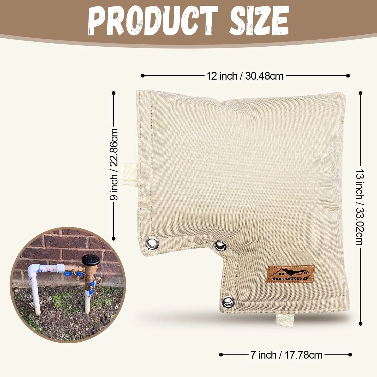 Backflow Preventer Cover For Pressure Vacuum Breaker Insulated Outdoor Irrigation Valve Cover For Winter Weather in beige.