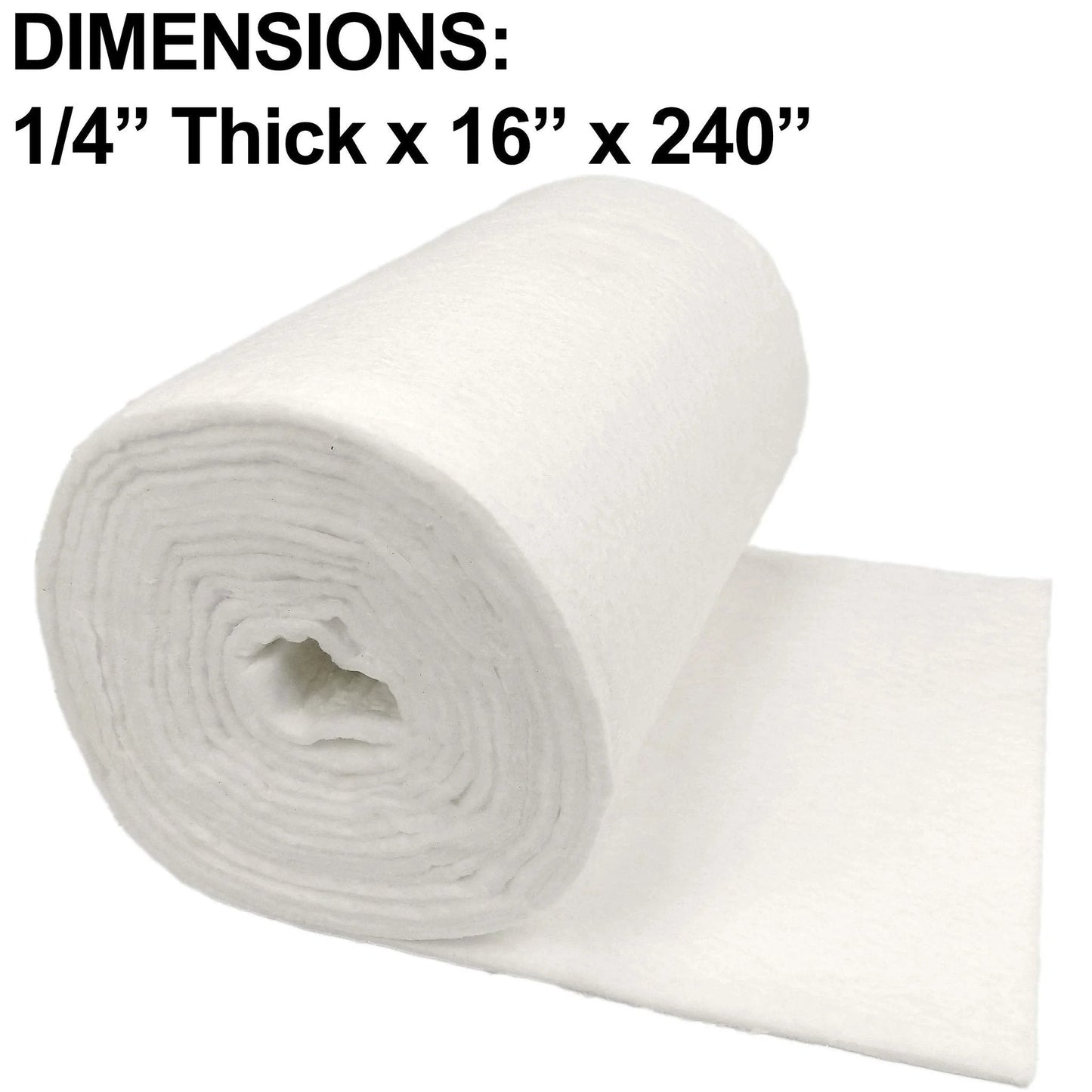 Ceramic Fiber Insulation Blanket 0.25 Inch Thick 16 By 240 Inch Fireproof 2400F USA made, rolled view with dimensions shown
