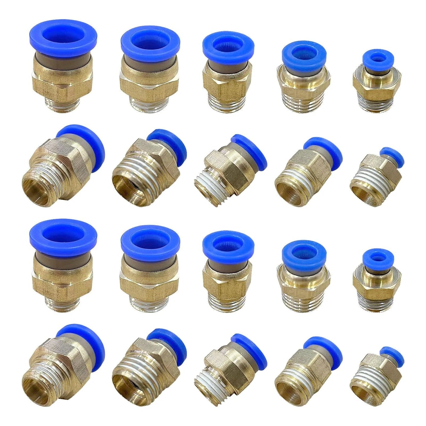 25Pcs Push To Connect Pneumatic Fittings Set For 4 6 8 10 12mm Tube OD And Quarter Inch G Thread Male Straight Quick Fittings Air Line Connectors PC4 02 PC6 02 PC8 02 PC10 02 PC12 02 DIY Friendly For DIY Projects And Home Garage