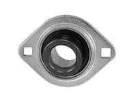 Front view of a 15/16 in Narrow Eccentric Collar 2-Bolt Pressed Steel Flange Unit KHPFL205-15 Single Sealed Ball Bearing Mount.