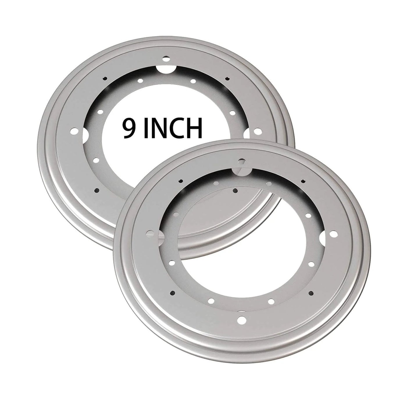 2 Pack 9 Inch Heavy Duty Lazy Susan Turntable Bearings, 5/16 Thick Galvanized Steel Swivel Plates with Smooth 360 Rotation, High Load Capacity, Pre Drilled Hardware for Tables, Shelves, Racks and Displays