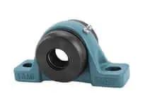 Front view of Single 65 mm pillow block bearing UCP213C, set-screw locked sealed ball insert in cast iron P213N housing.