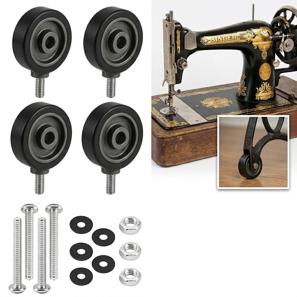 4 Pack Replacement Wheels For Antique Treadle Sewing Machines, 1.32 Inch Diameter And 0.39 Inch Width, Durable And Easy To Install Plug In Replacement, Ideal For Vintage Restoration Of Treadle Machines