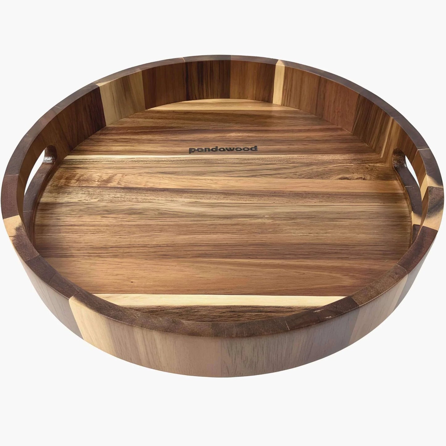 12 inch acacia wood lazy susan wooden turntable organizer, natural wood rotating serving tray designed for kitchen and dining tables