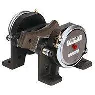 Industrial air actuated caliper brake with adjustable spacing for sixteen to twenty four inch discs, fits disc widths from 0.188 to 1.500 inches.