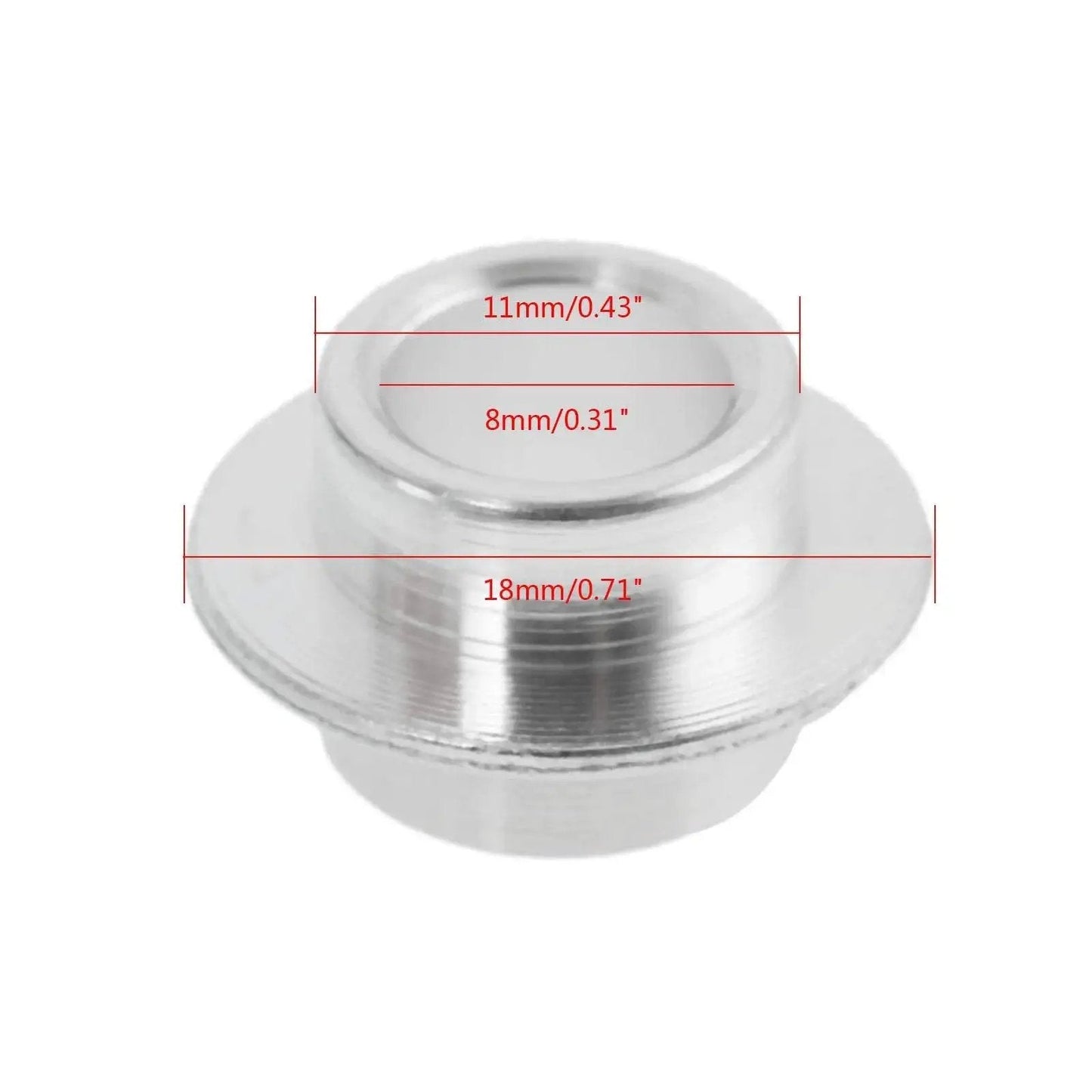 Close-up of 8-Pack Inline Skate Bearing Spacers For 8mm Axles Aluminum Wheel Center Spacers showing dimensions and design.