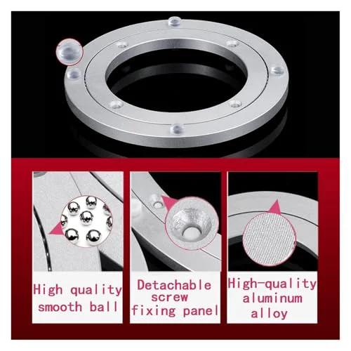 8 Inch Aluminum Lazy Susan Turntable Bearing, Heavy Duty Circular Swivel Base with smooth silent rotation components shown