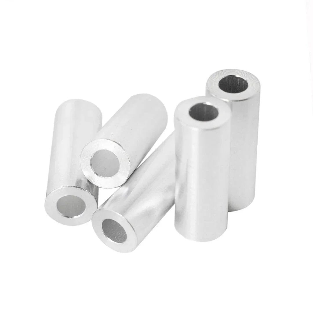 Aluminum Spacer Three Quarters Inch Outer Diameter By 0.40 Inch Inner Diameter, Round Unthreaded Standoff Bushing, Plain Finish, 2 Pack